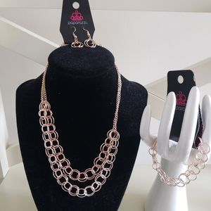 Paparazzi Gold Two Layered Rings Necklace Earrings And Bracelet